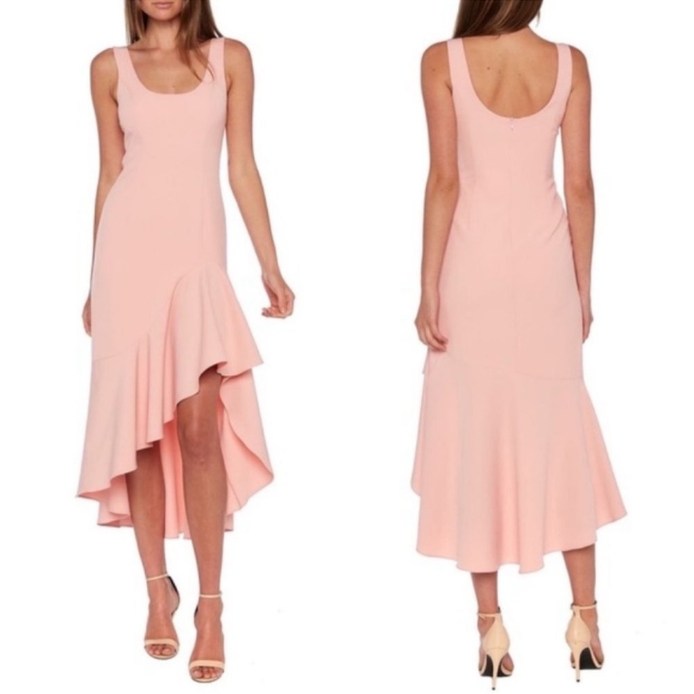 NWT BARDOT | Esther Frill‎ Sleeveless High-Low Ruffle Dress in Peachy Pink Sz. 8